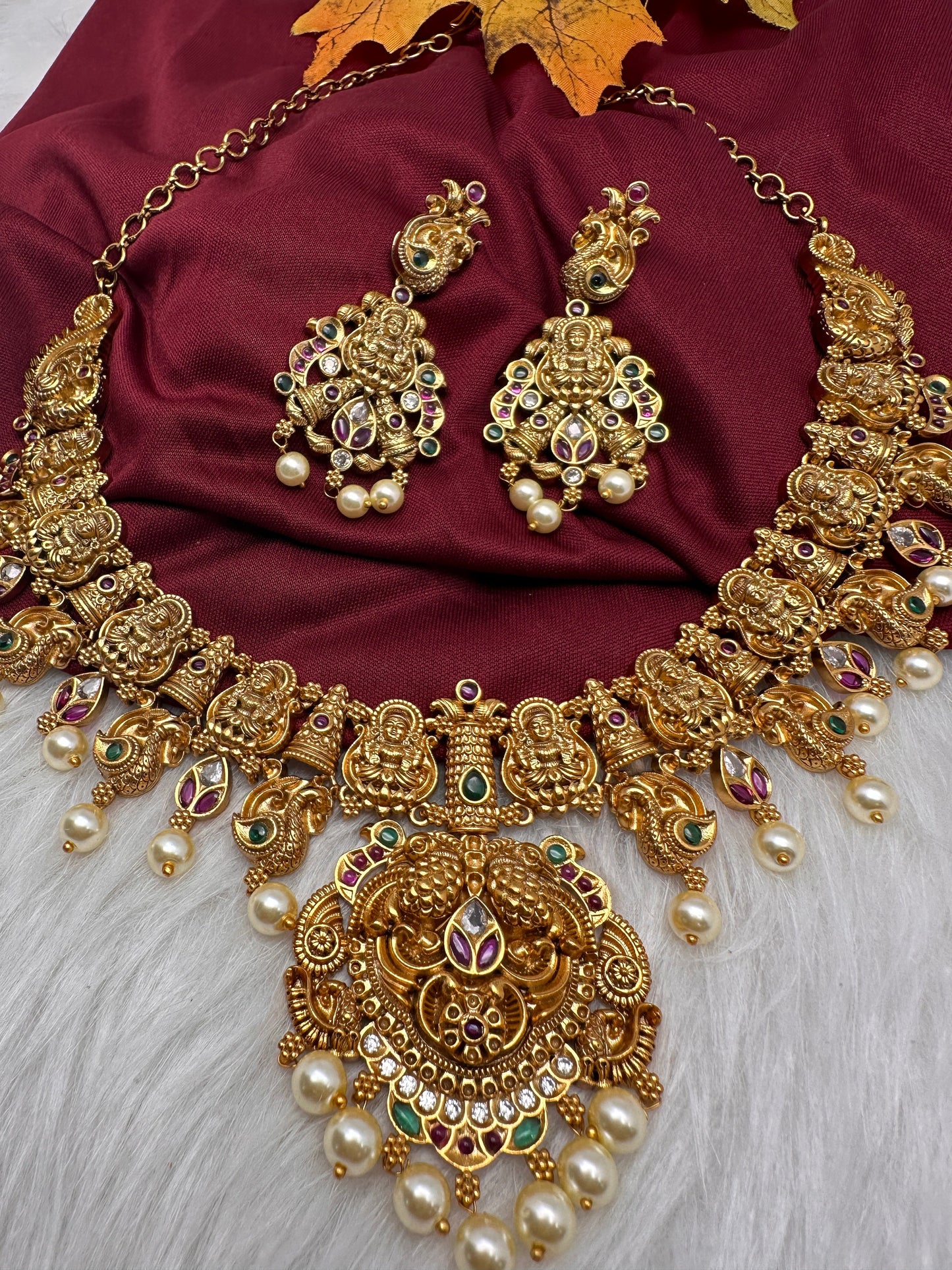 Matte Goddess Lakshmi Neckline Short Necklace