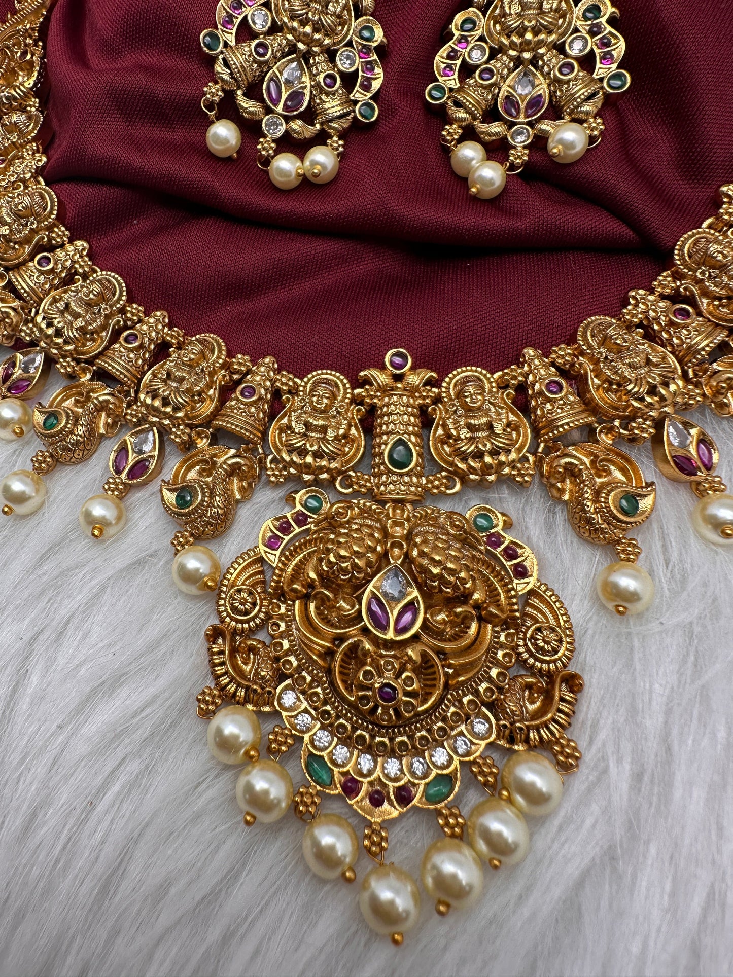 Matte Goddess Lakshmi Neckline Short Necklace