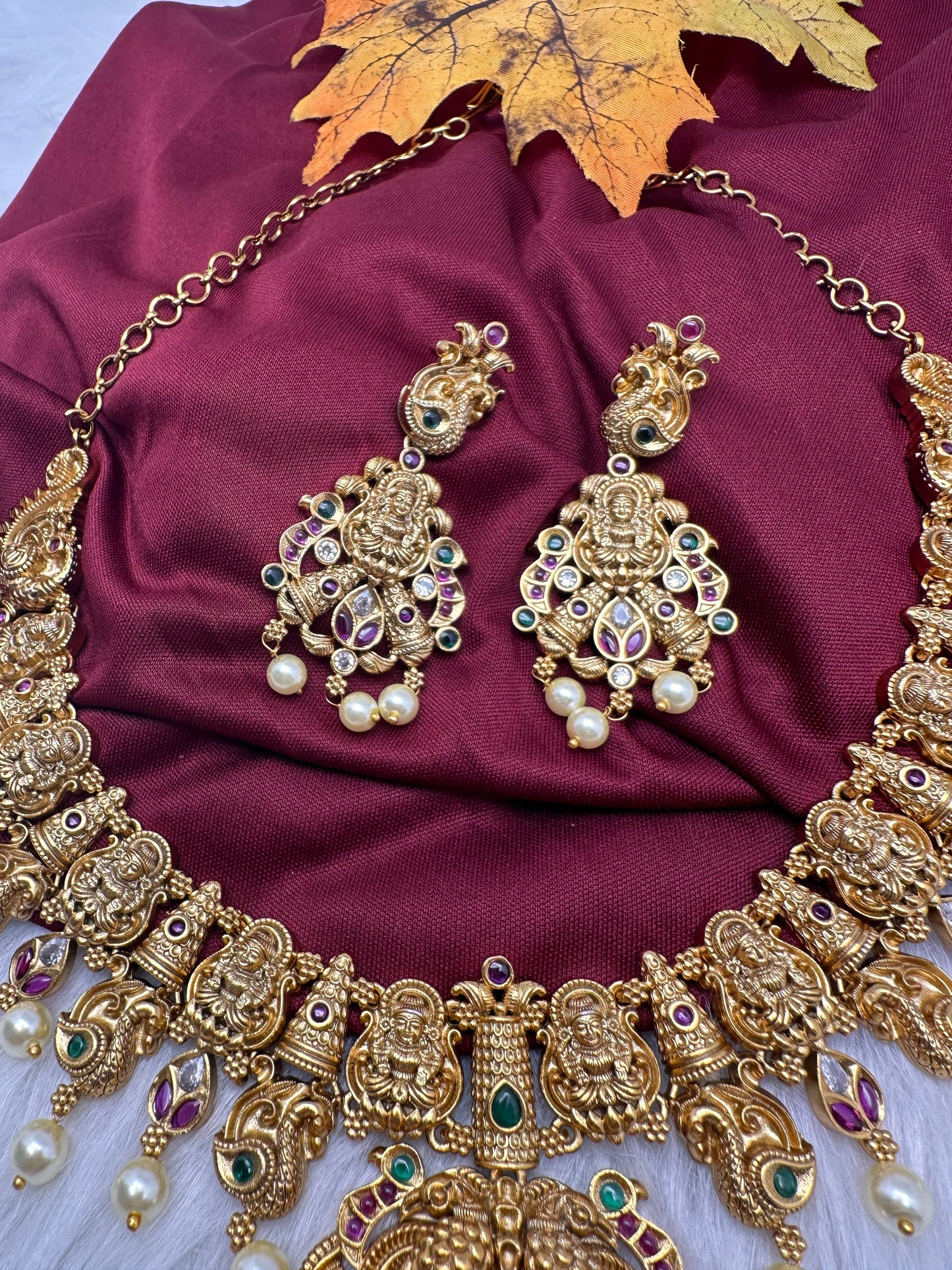 Matte Goddess Lakshmi Neckline Short Necklace