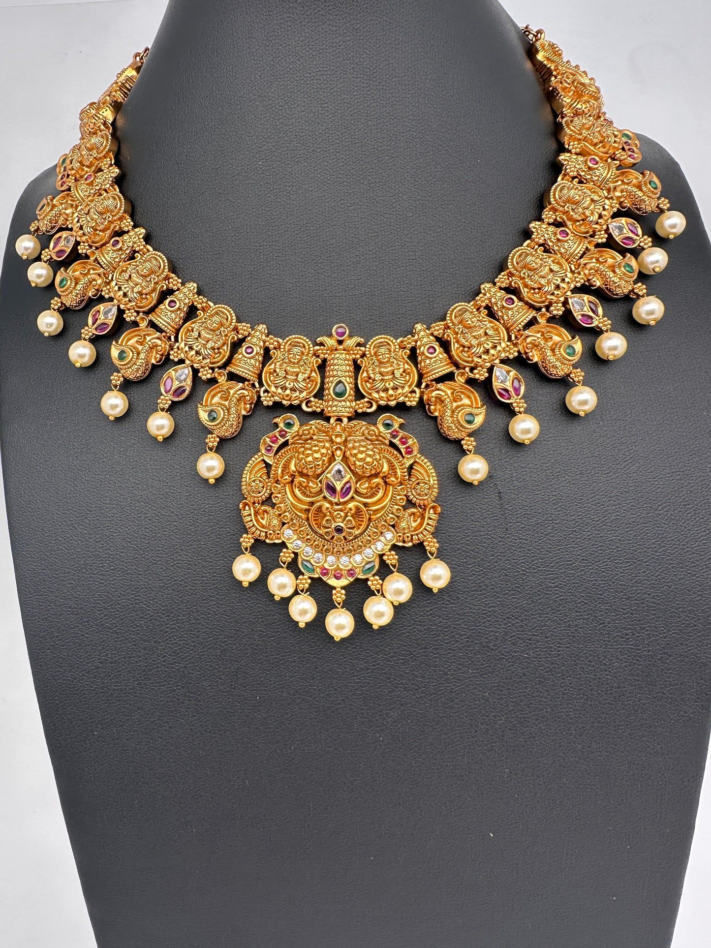 Matte Goddess Lakshmi Neckline Short Necklace