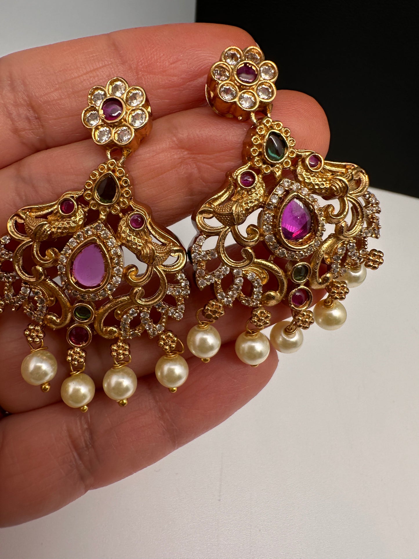 Matte Kempu CZ Kanthi Necklace