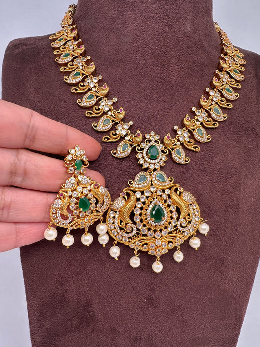Matte Kempu CZ Mango Short Necklace