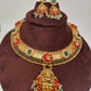 Coral Emerald Goddess Lakshmi Short Necklace
