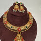 Coral Emerald Goddess Lakshmi Short Necklace