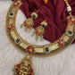 Coral Emerald Goddess Lakshmi Short Necklace