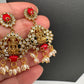 Goddess Lakshmi Rice Pearls Coral Emerald Short Guttapusalu Necklace