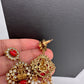 Goddess Lakshmi Rice Pearls Coral Emerald Short Guttapusalu Necklace