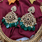 CZ Peacock Pattern Jalebi Green Short Necklace