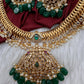 CZ Peacock Pattern Jalebi Green Short Necklace