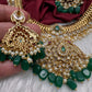 CZ Peacock Pattern Jalebi Green Short Necklace