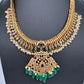 CZ Peacock Pattern Jalebi Green Short Necklace