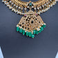 CZ Peacock Pattern Jalebi Green Short Necklace