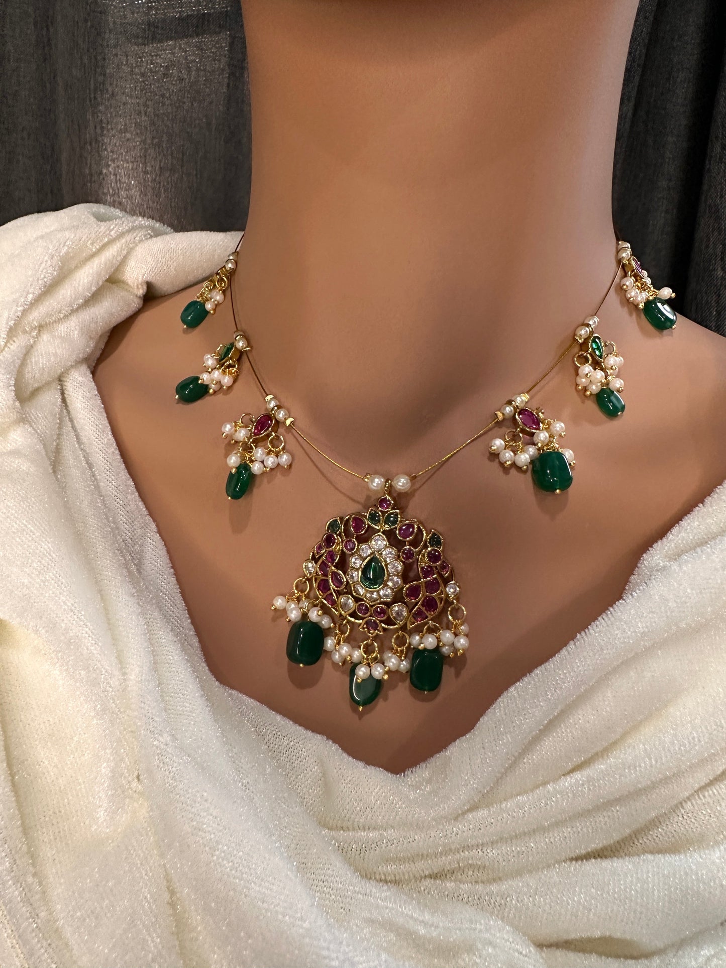 Kempu Dainty Invisible Short Necklace