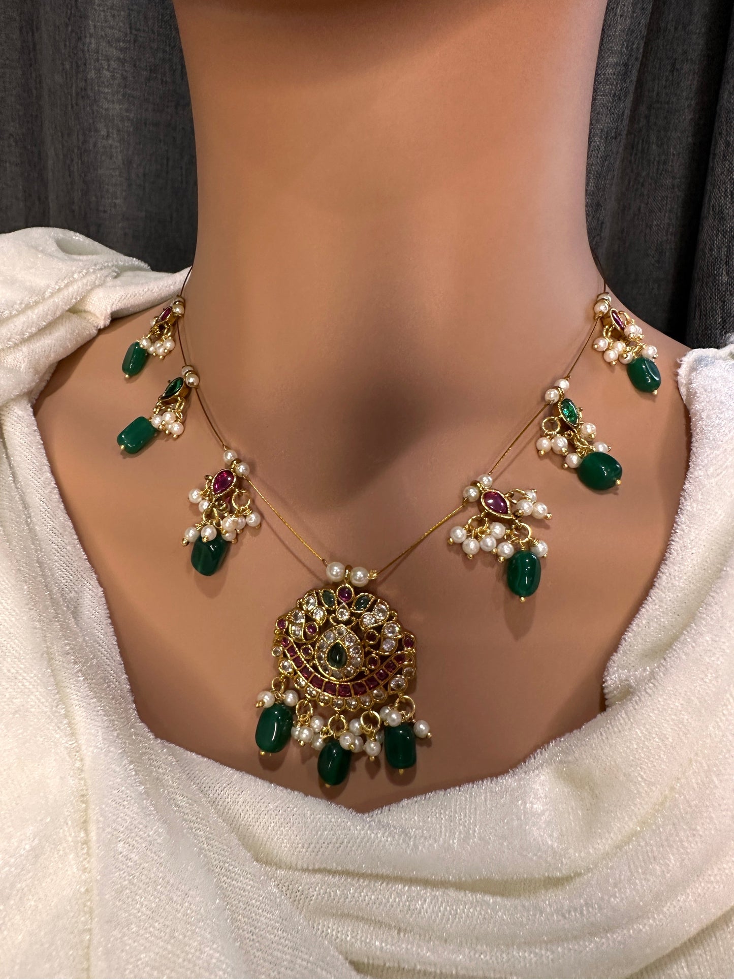 Kempu Dainty Invisible Short Necklace