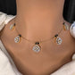 AD Black Beads Dainty Invisible Short Necklace