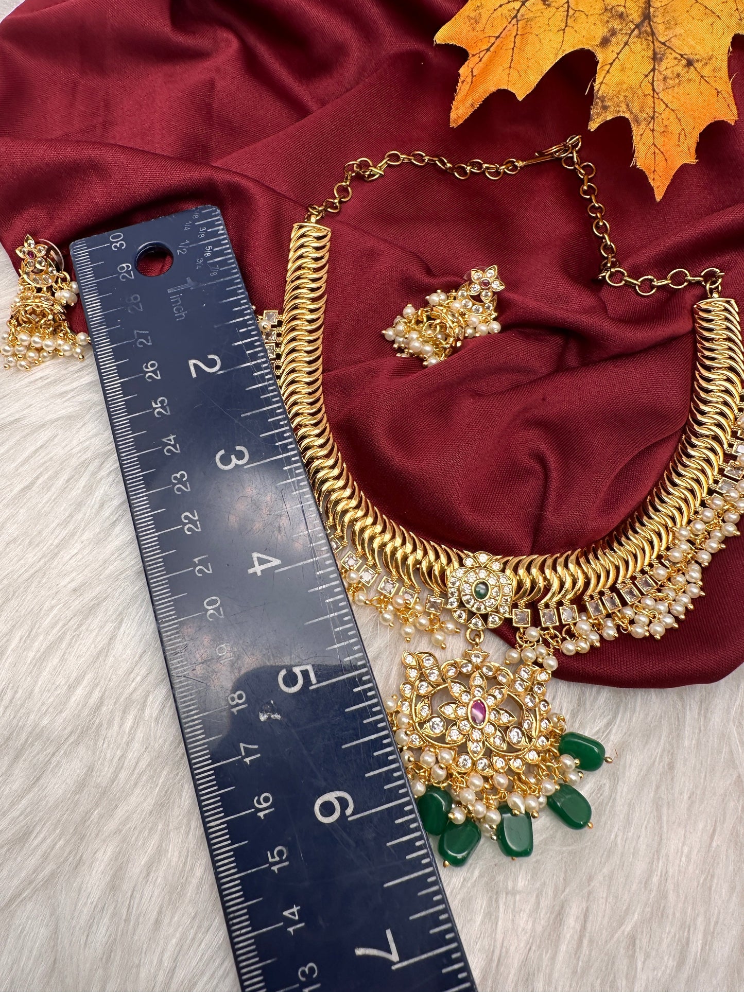 CZ Pearls Jalebi Short Necklace Jhumki
