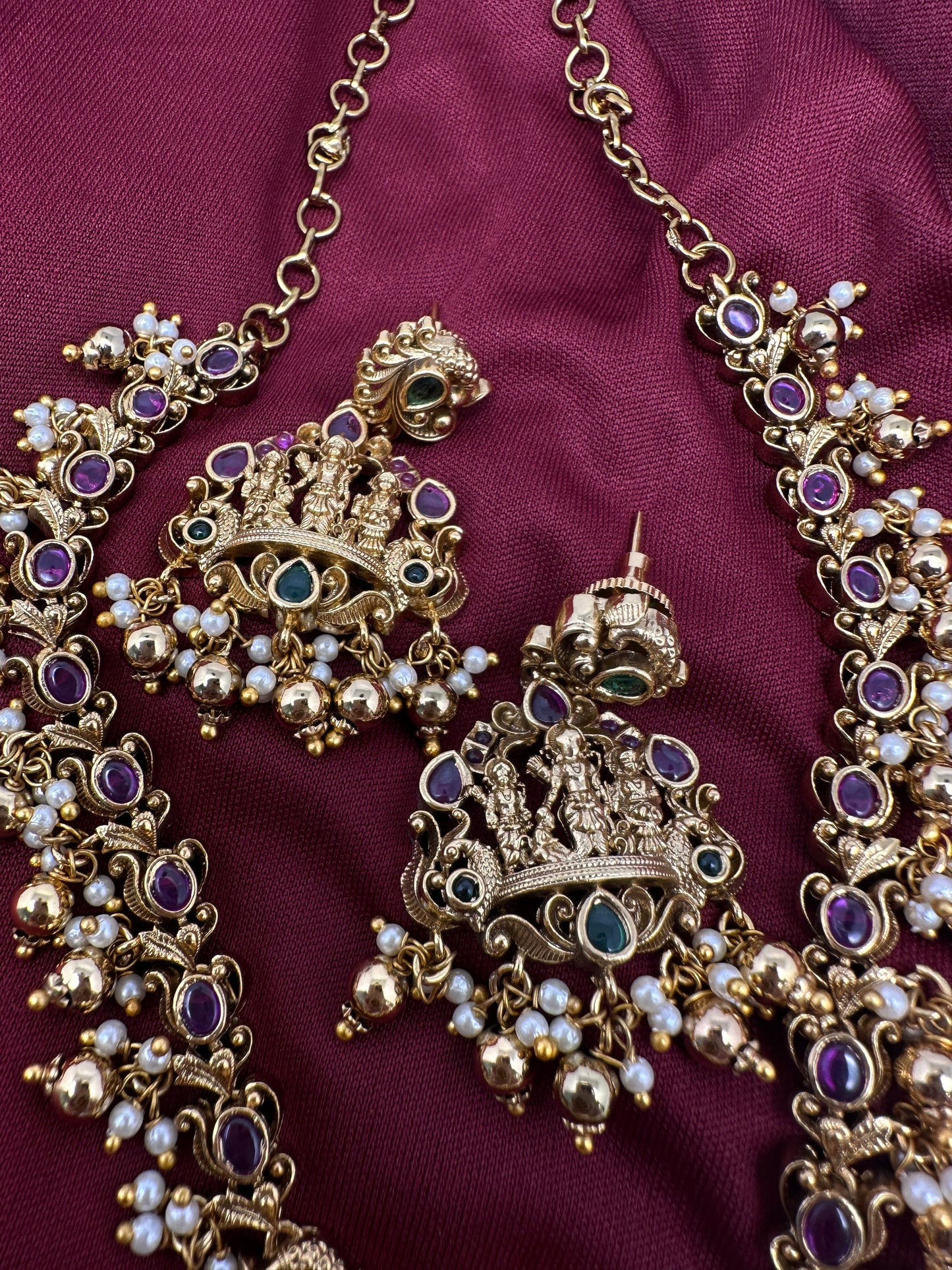 Kempu Matte Ram Parivar Short Necklace