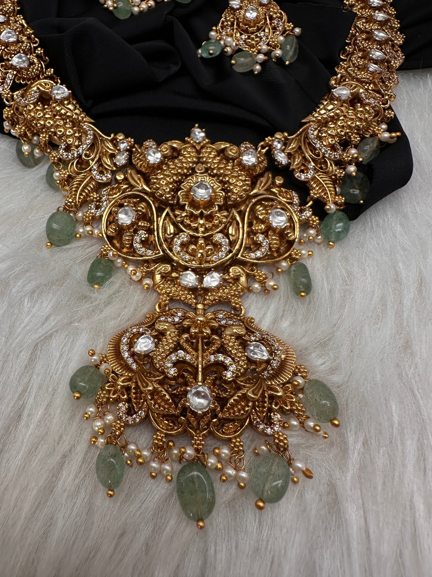 Peacock CZ Matte Short Necklace