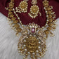 Goddess Lakshmi Peacock Matte Pearls Layer Short Necklace