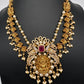 Goddess Lakshmi Peacock Matte Pearls Layer Short Necklace