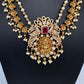 Goddess Lakshmi Peacock Matte Pearls Layer Short Necklace