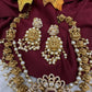 Goddess Lakshmi Peacock Matte Pearls Layer Short Necklace
