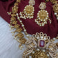 Goddess Lakshmi Peacock Matte Pearls Layer Short Necklace