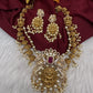 Goddess Lakshmi Peacock Matte Pearls Layer Short Necklace