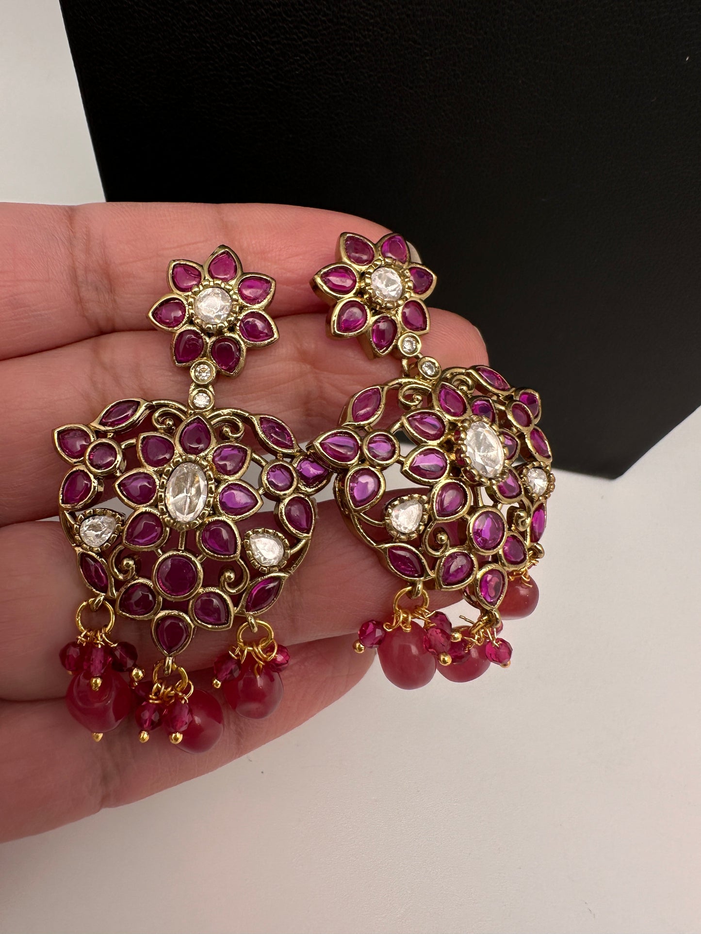 Matte Kemp Color Stone Short Necklace - Red