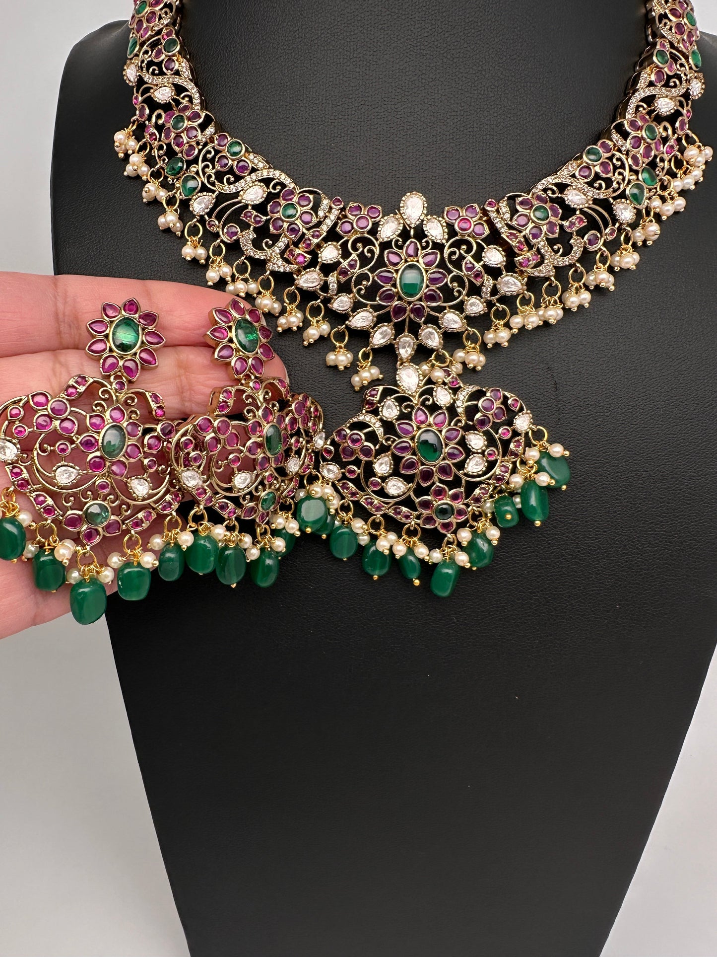 Matte Kemp Color Stone Short Necklace - Multi