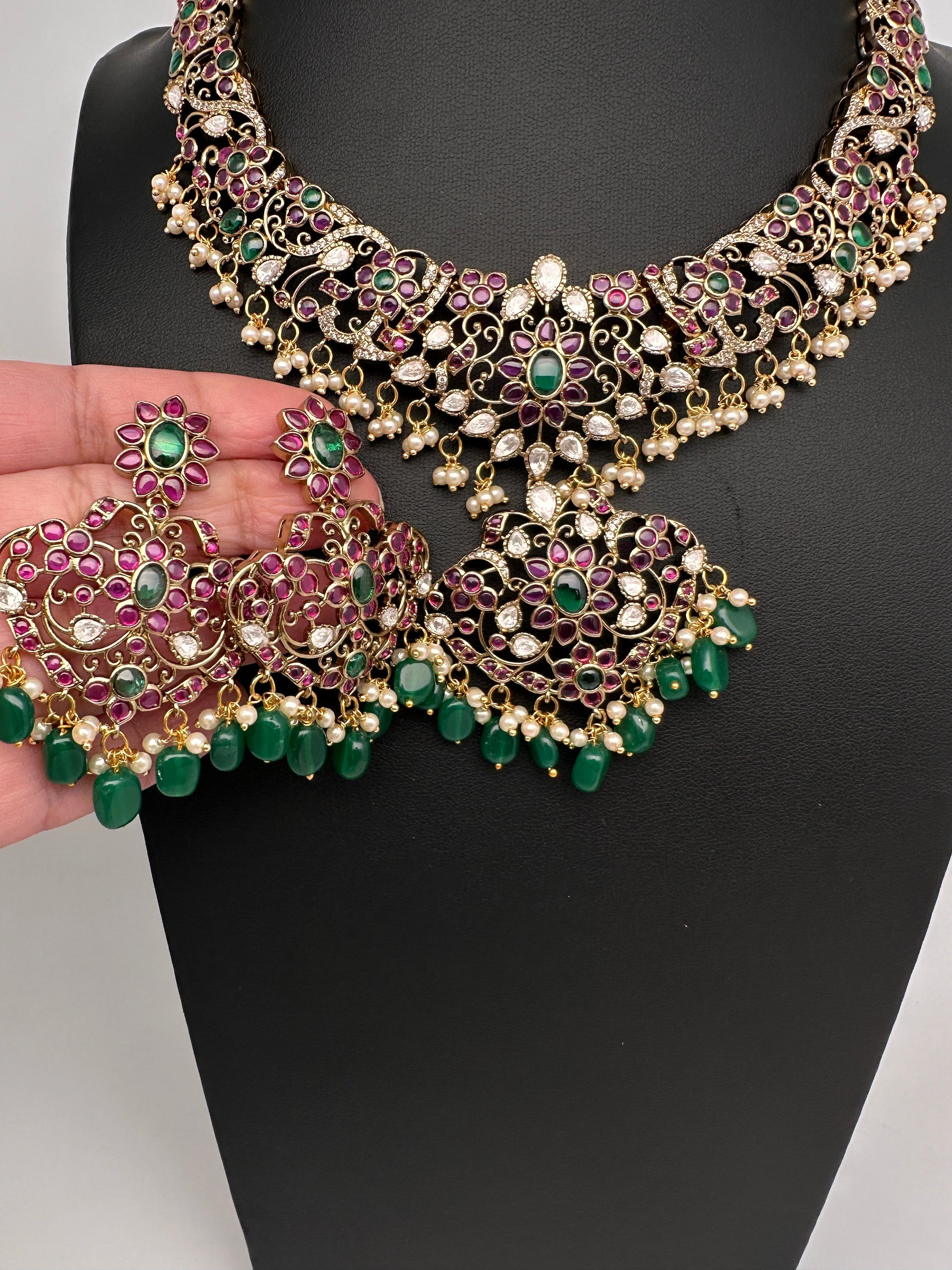 Matte Kemp Color Stone Short Necklace - Multi