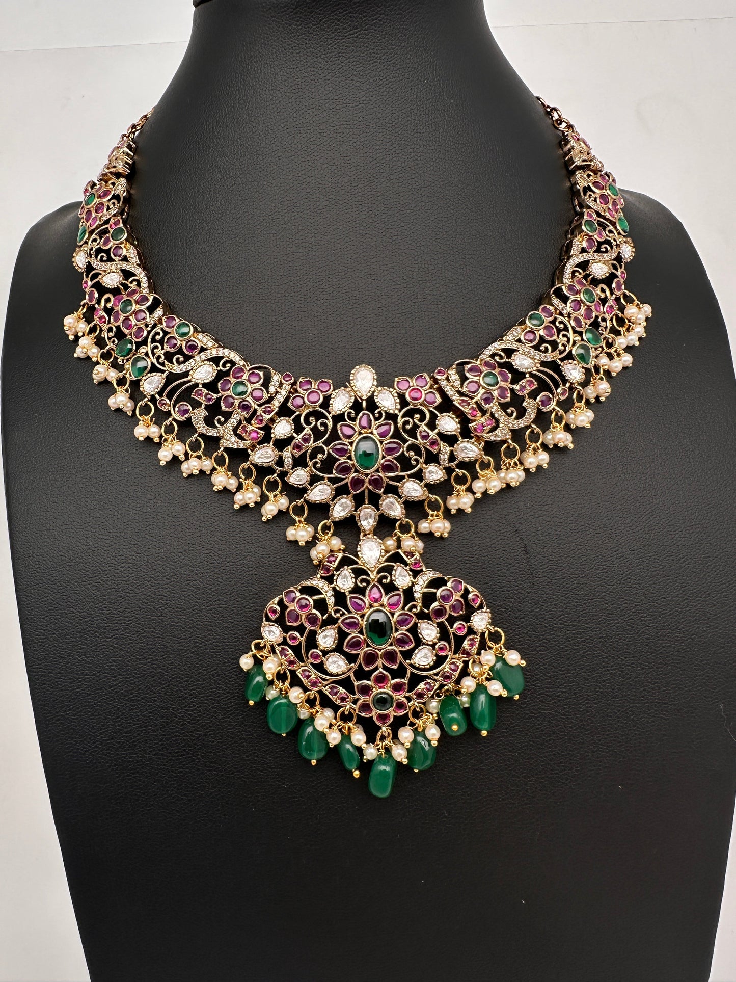 Matte Kemp Color Stone Short Necklace - Multi