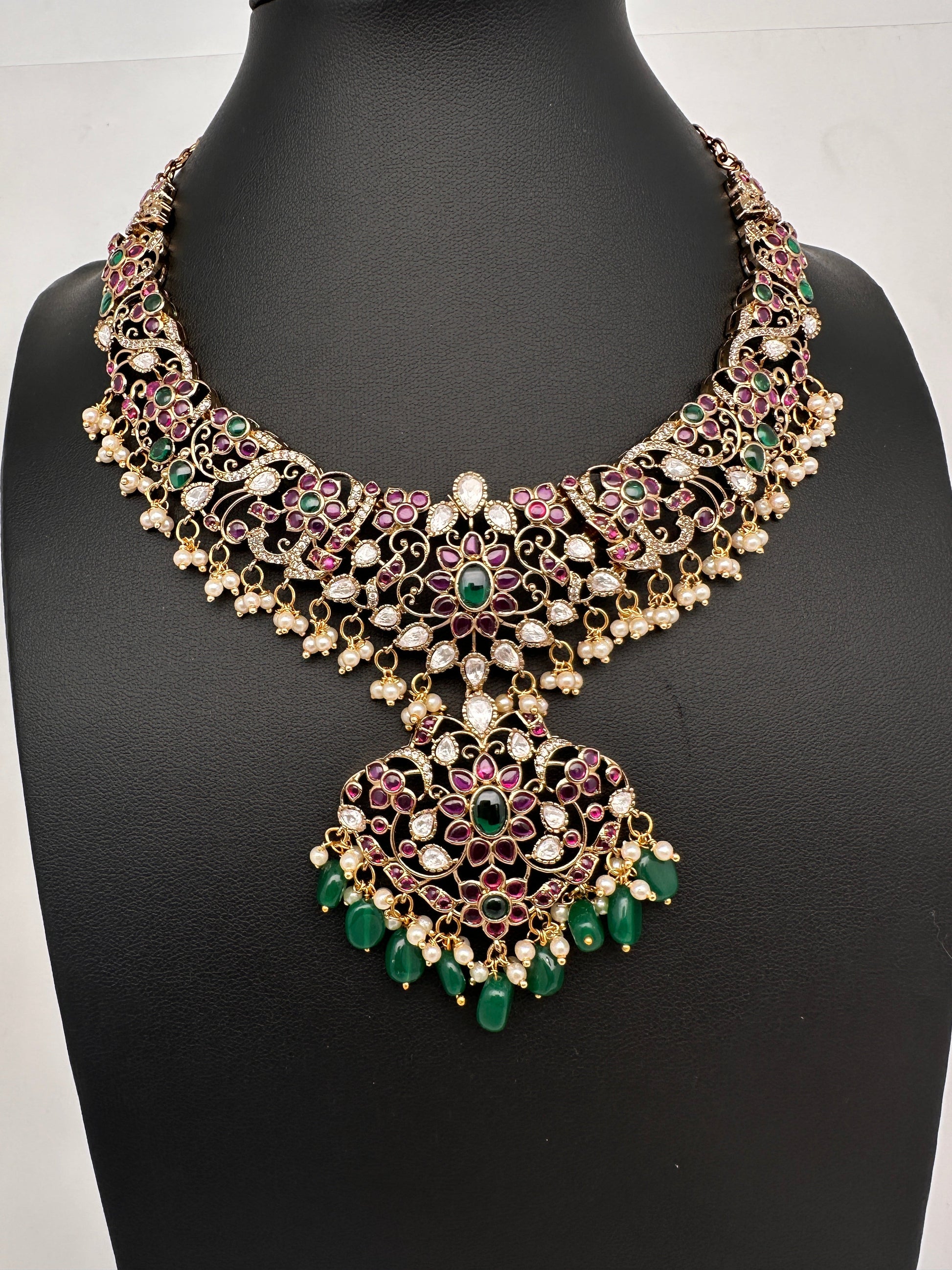 Matte Kemp Color Stone Short Necklace - Multi