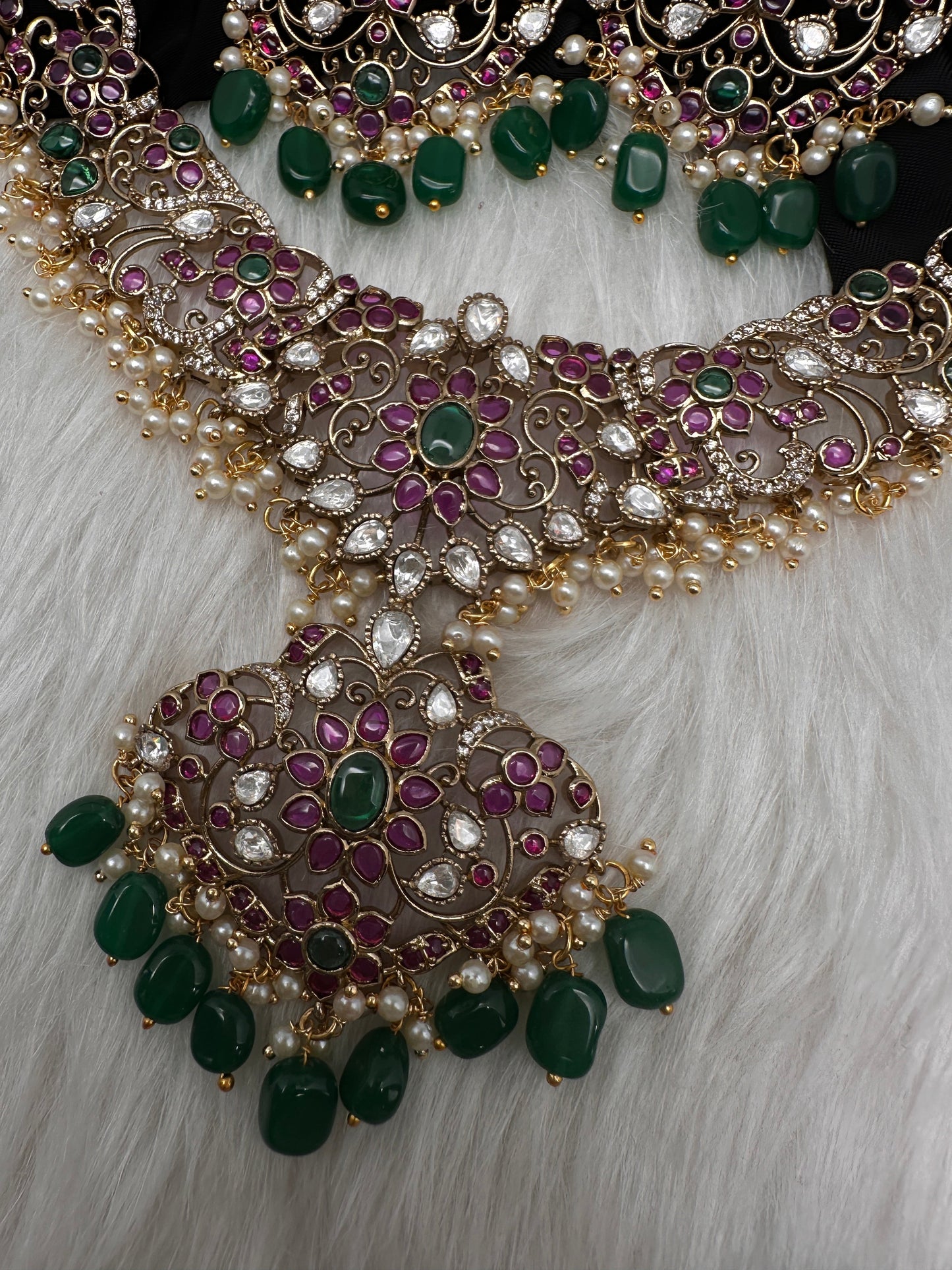 Matte Kemp Color Stone Short Necklace - Multi