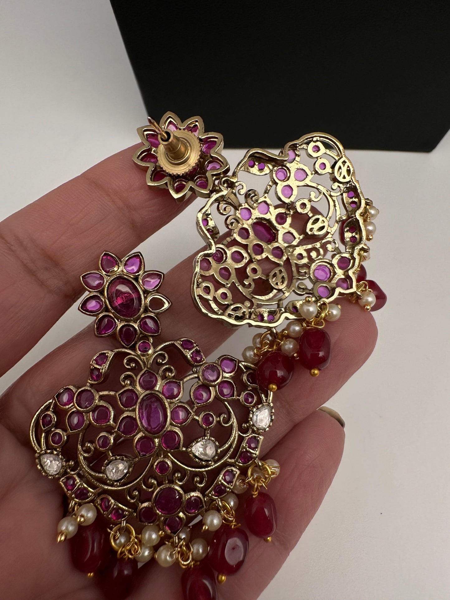 Matte Kemp Color Stone Short Necklace - Red