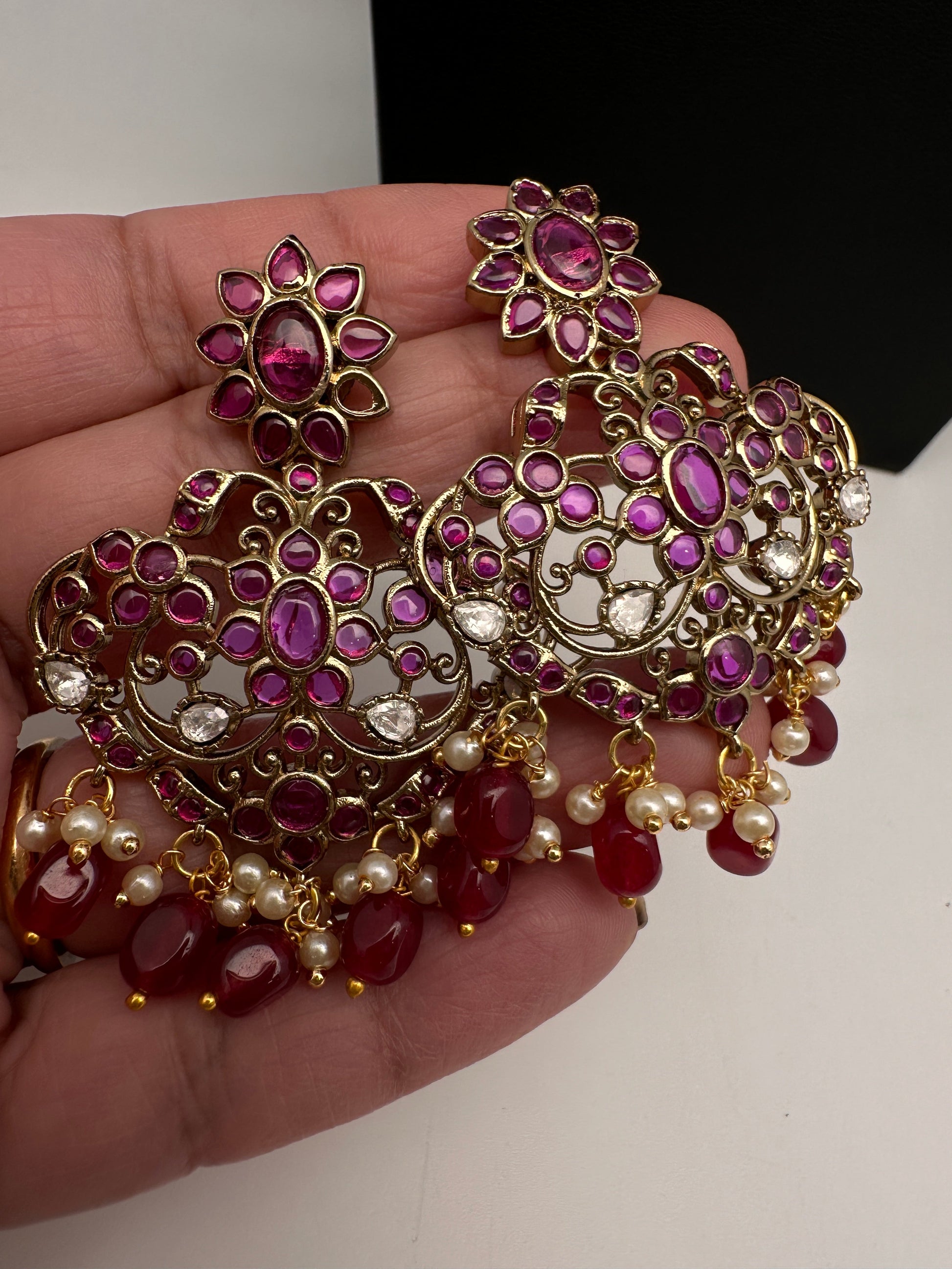 Matte Kemp Color Stone Short Necklace - Red