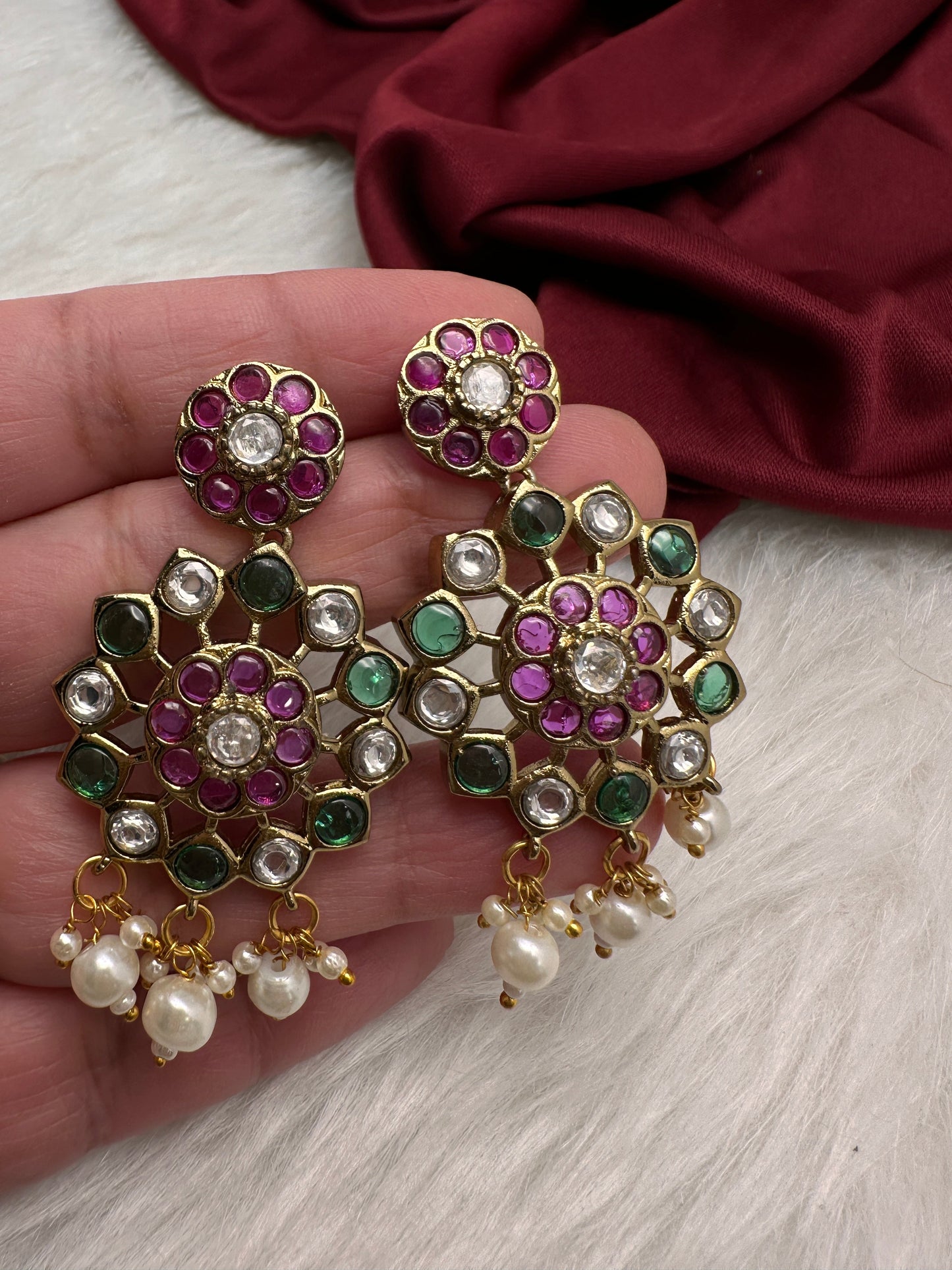 Matte Kemp Color Stone Short Necklace - Multi