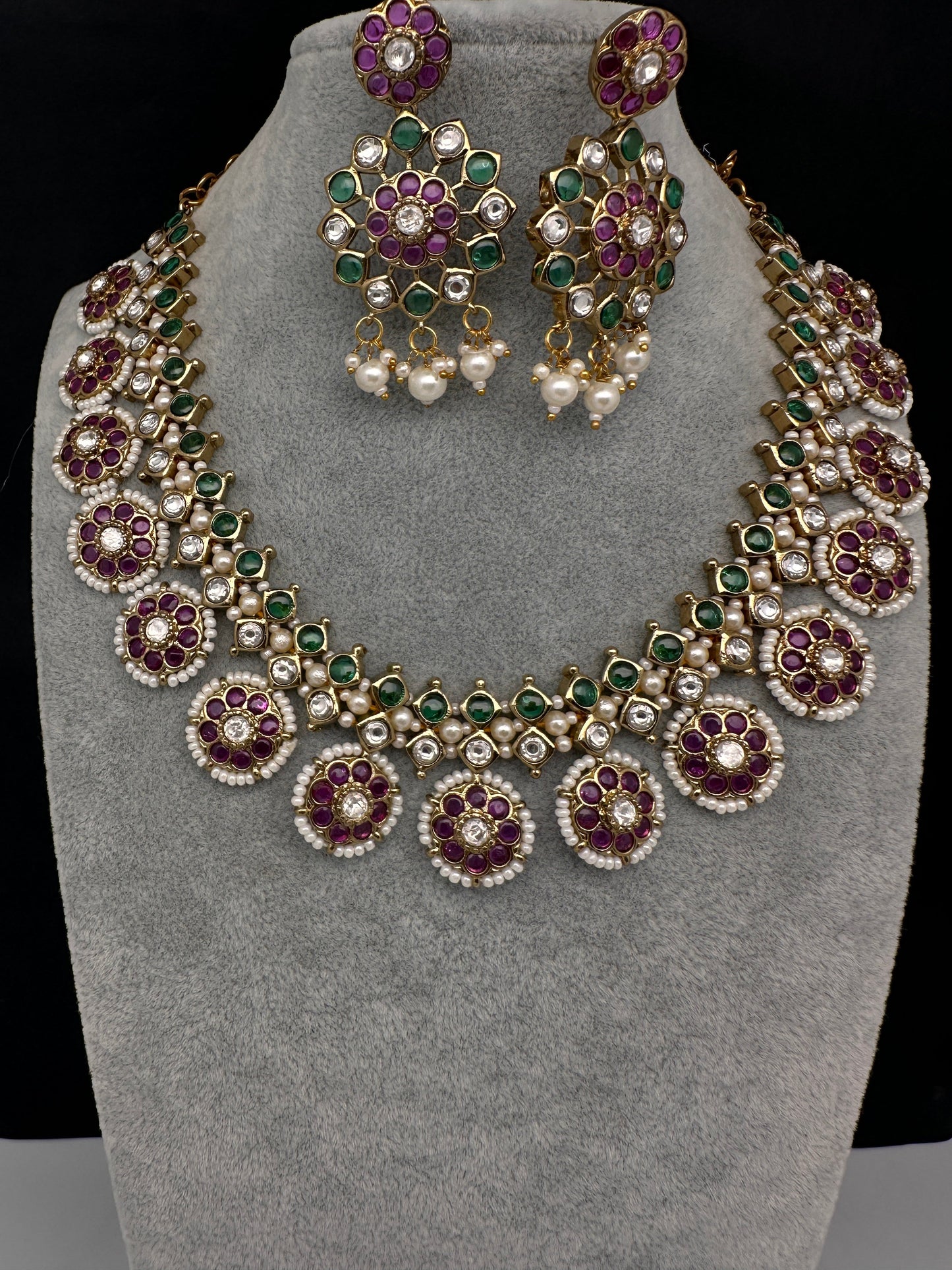 Matte Kemp Color Stone Short Necklace - Multi