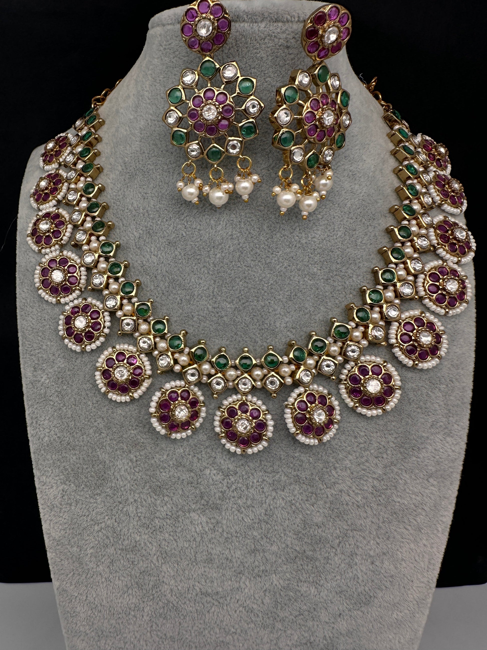 Matte Kemp Color Stone Short Necklace - Multi