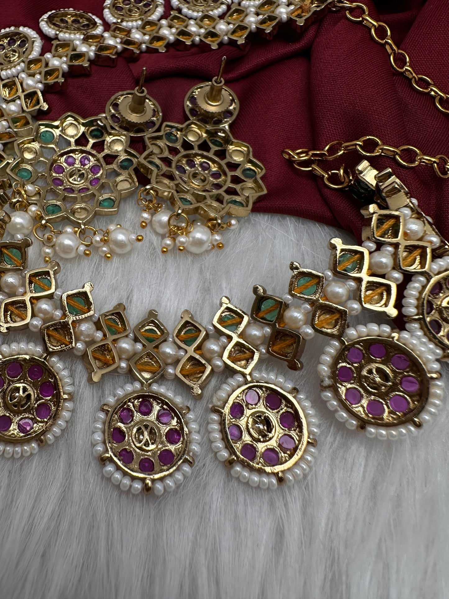 Matte Kemp Color Stone Short Necklace - Multi