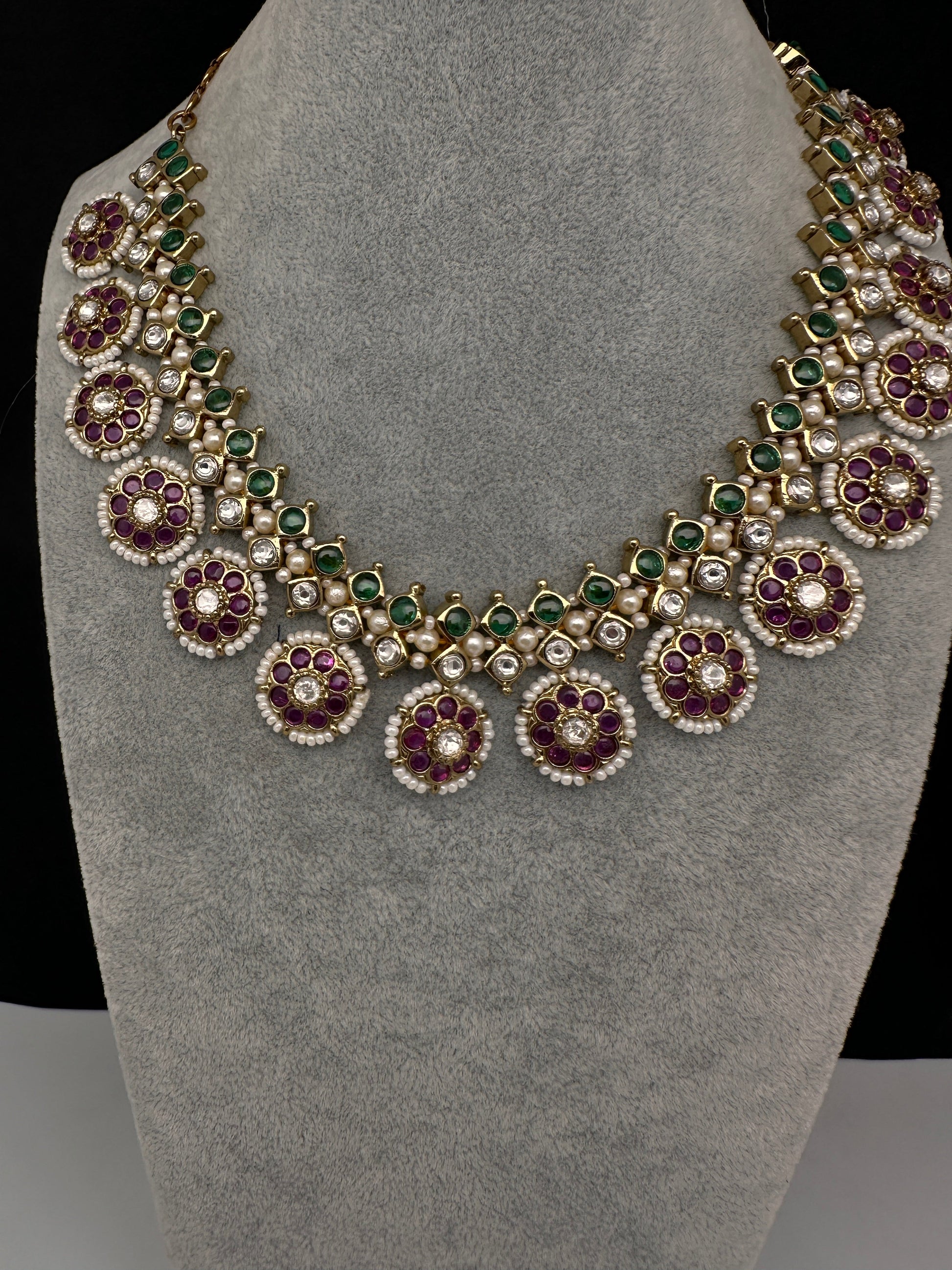 Matte Kemp Color Stone Short Necklace - Multi