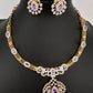 AD  Kanthi Short Necklace - Purple