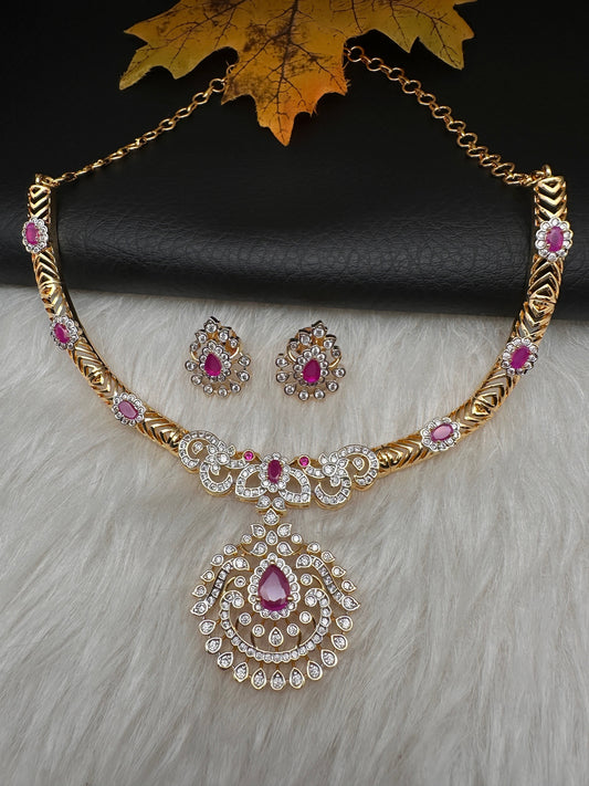 AD  Kanthi Short Necklace - Red