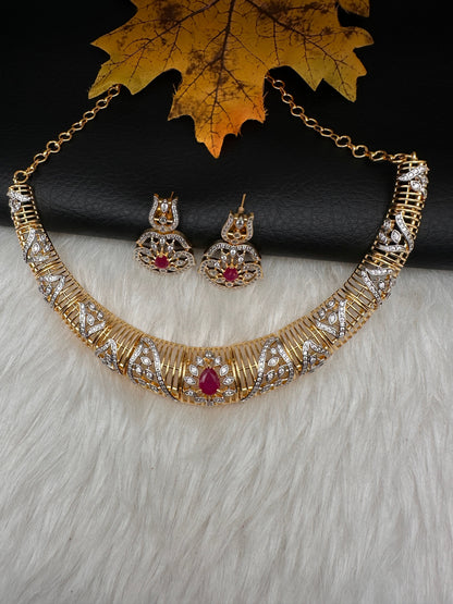 AD  Kanthi Short Necklace - Red