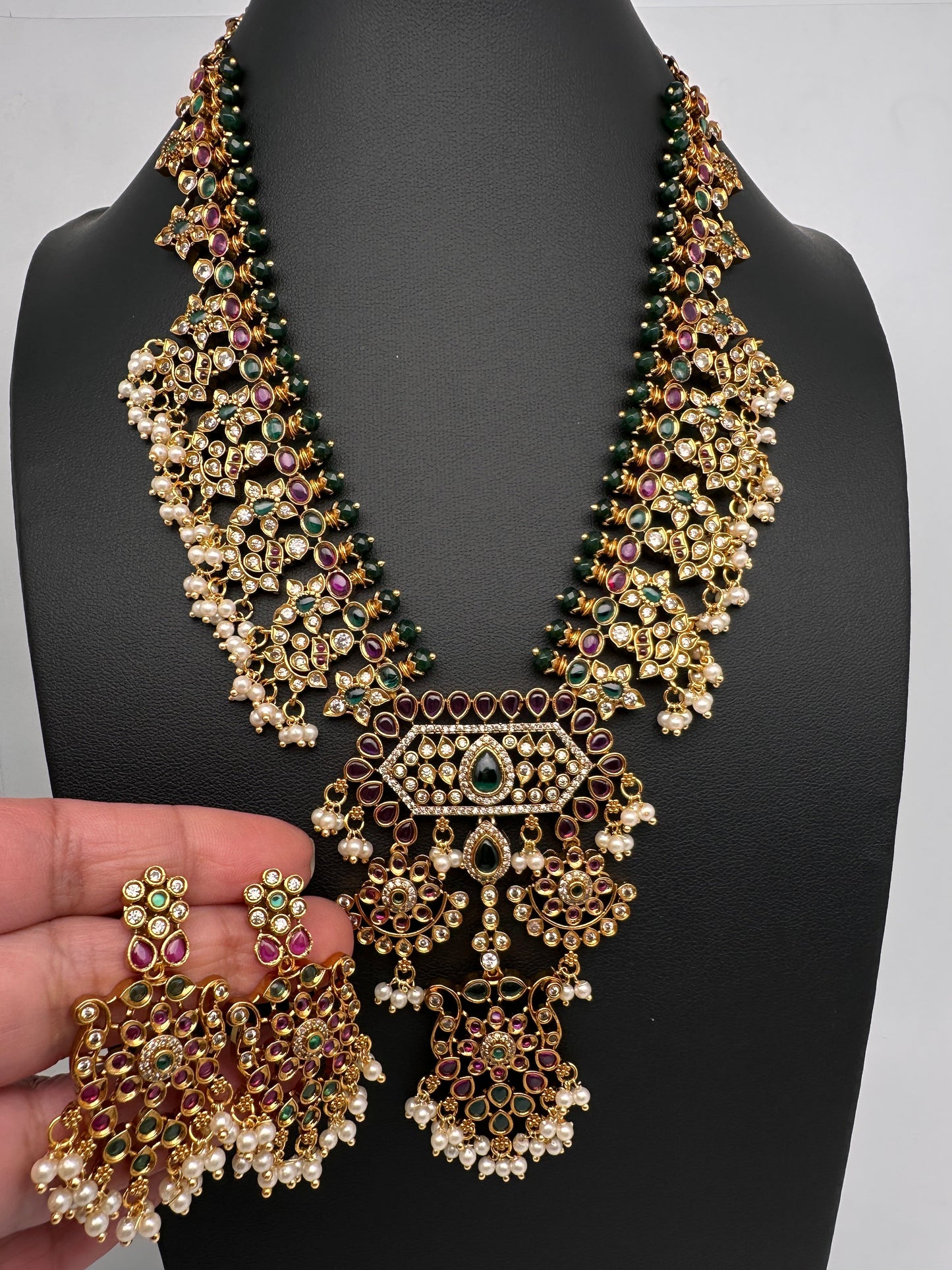 CZ Kempu Matte Guttapusalu Short Necklace