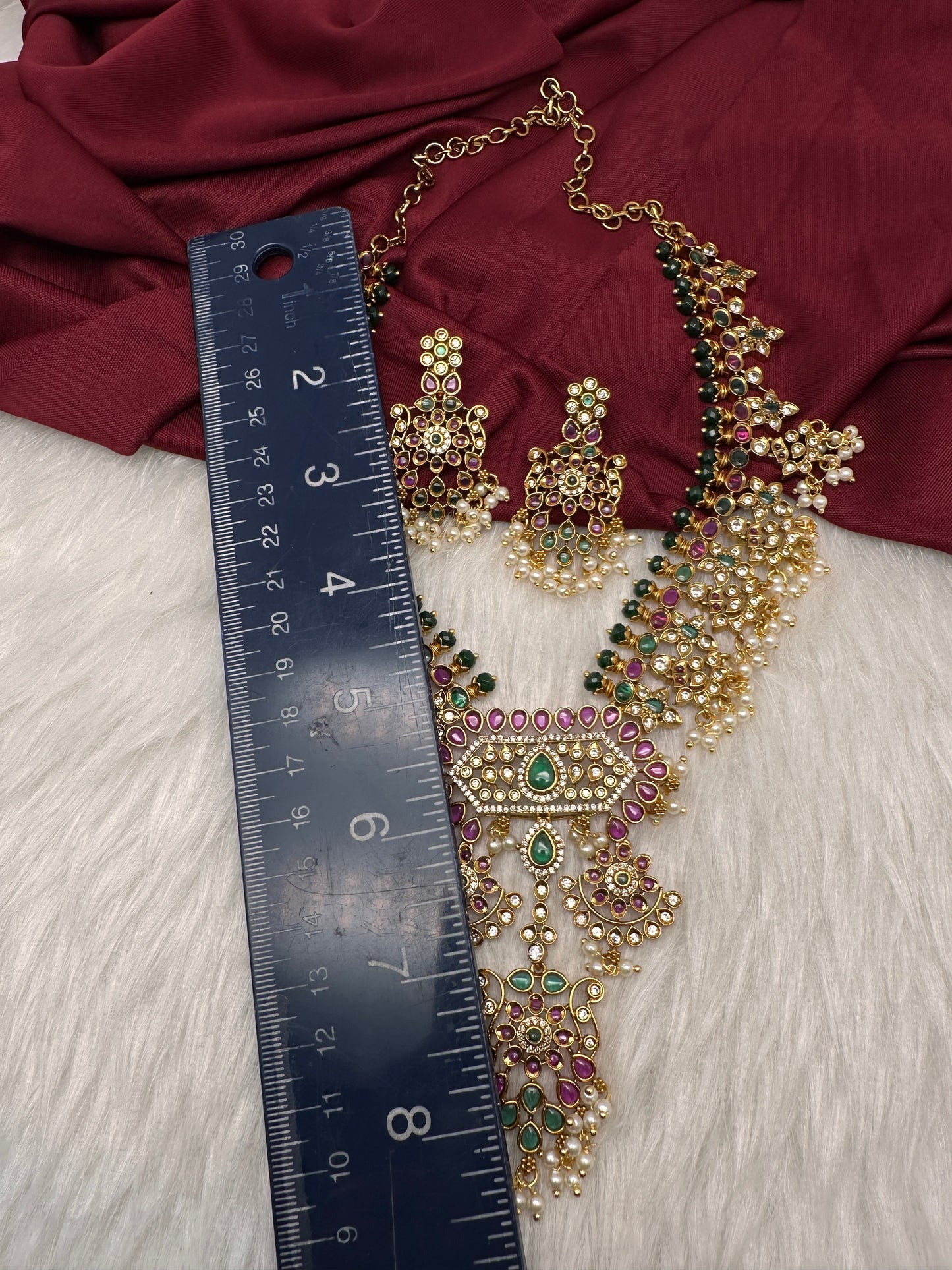 CZ Kempu Matte Guttapusalu Short Necklace