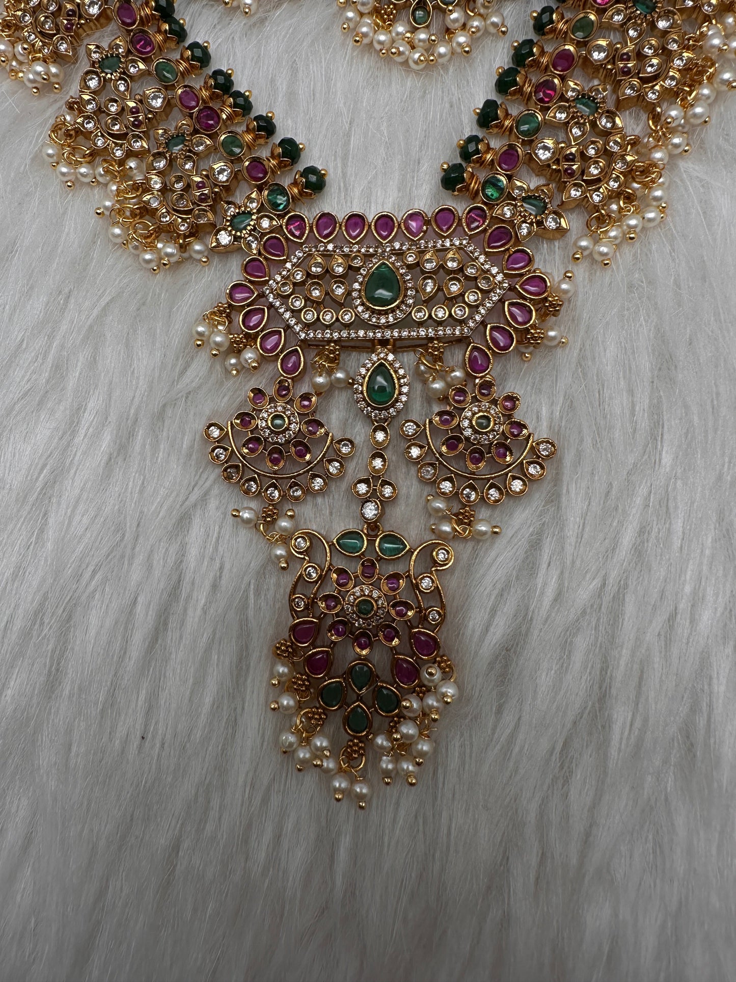 CZ Kempu Matte Guttapusalu Short Necklace