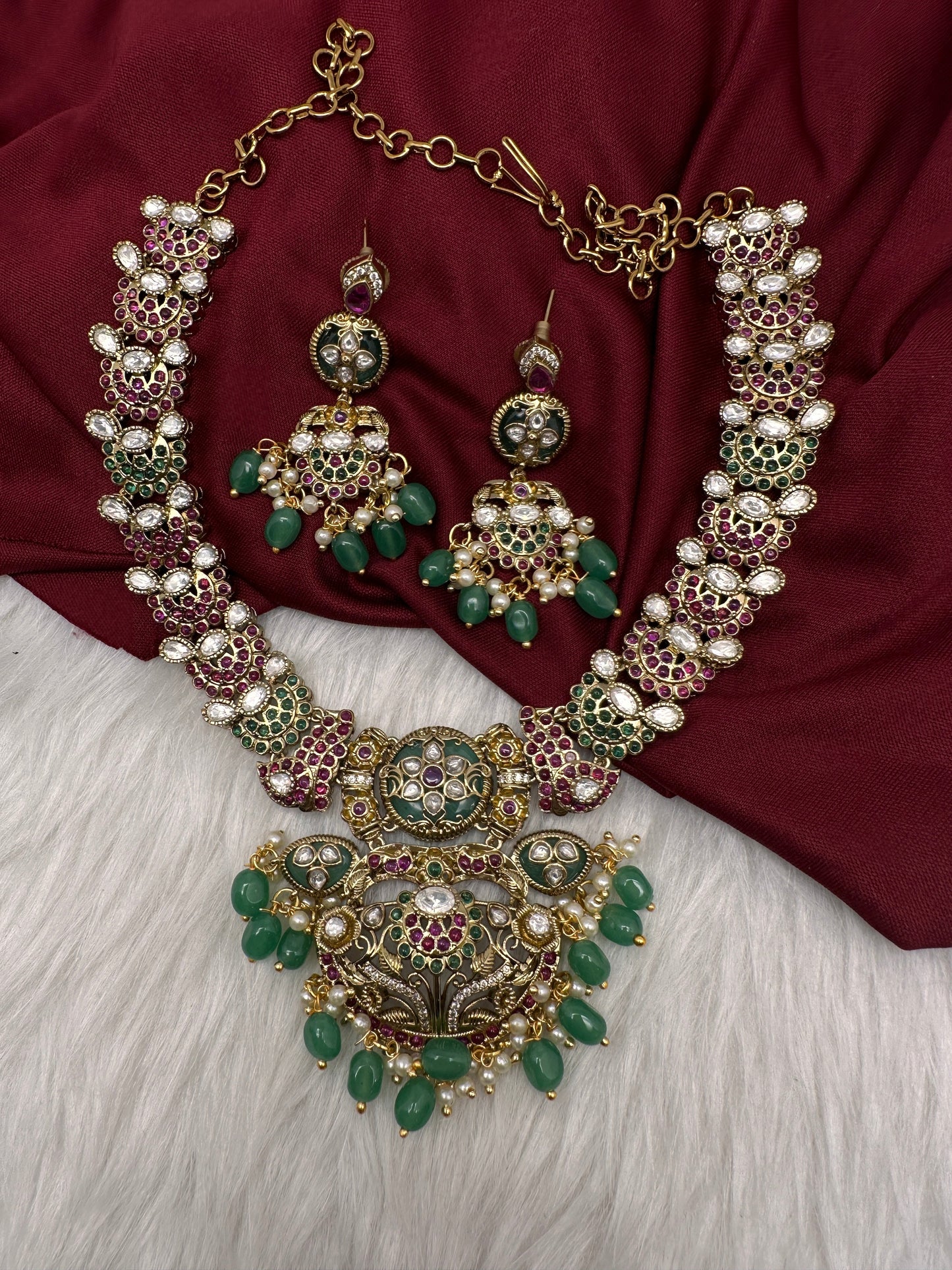 Kempu Matte Heritage Style Ethnic Short Necklace