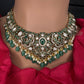 Kempu Matte Heritage Style Ethnic Short Necklace - Green