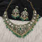Kempu Matte Heritage Style Ethnic Short Necklace - Green